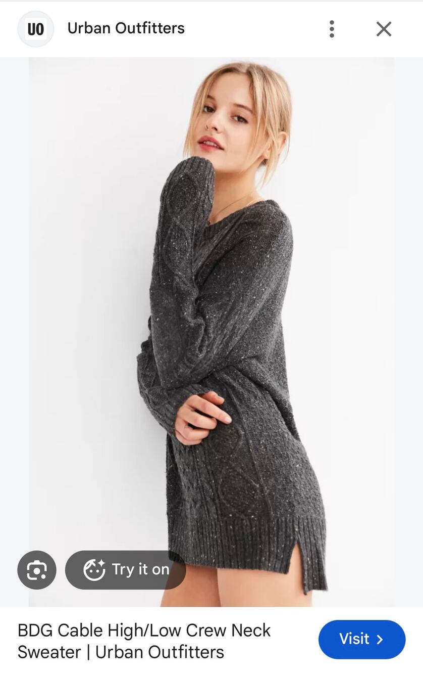 Urban Outfitter Grey Cable Knit Sweater w/ Arm Patches